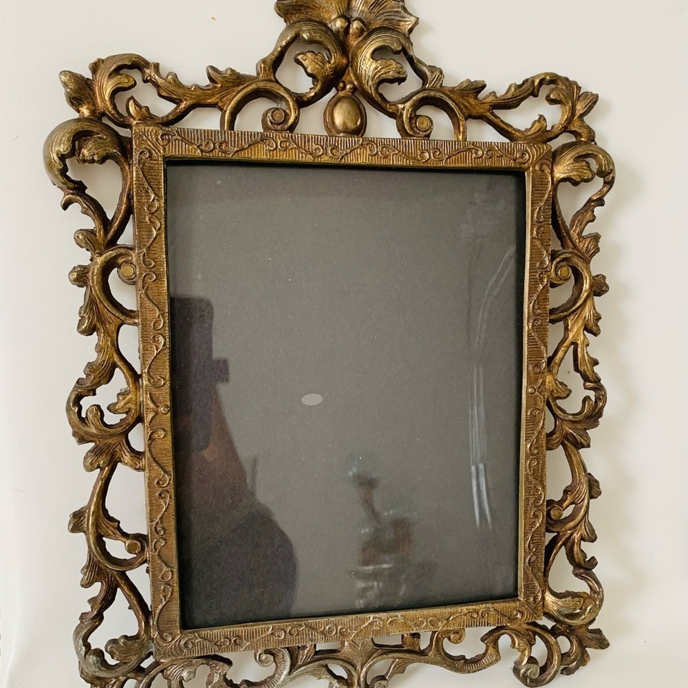 Vintage Brass Art Nouveau Ornate Stand Up Picture Frame